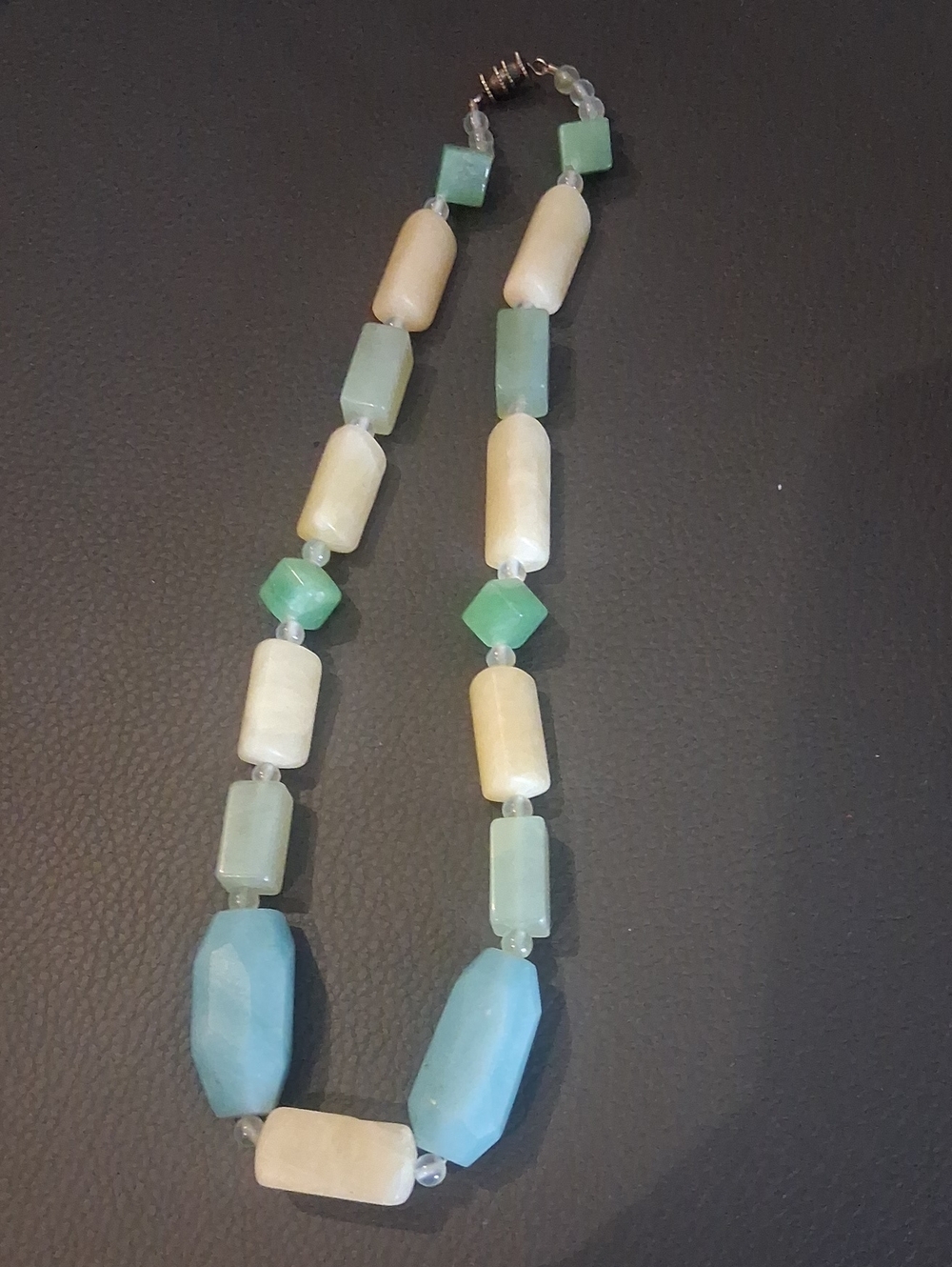 Green and Cream Beaded Statement Necklace